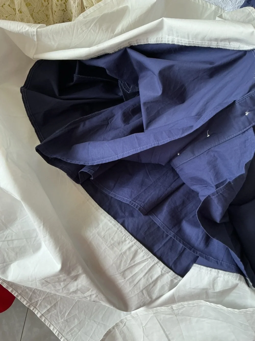 NEW English Factory Navy and White Button Down 70's Vibes Chic Preppy A Line M - Picture 9 of 12